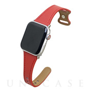 【Apple Watch バンド 49/45/44/42mm】ピンバックルスリムウェーブ (レッド) for Apple Watch Ultra2/1/SE(第2/1世代)/Series9/8/7/6/5/4/3/2/1
