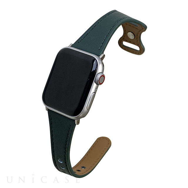【Apple Watch バンド 41/40/38mm】ピンバックルスリムウェーブ (グリーン) for Apple Watch SE(第2/1世代)/Series9/8/7/6/5/4/3/2/1