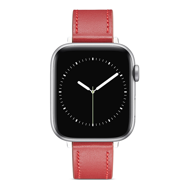 【Apple Watch バンド 49/45/44/42mm】ピンバックル レザー 本革細身 (レッド) for Apple Watch Ultra2/1/SE(第2/1世代)/Series9/8/7/6/5/4/3/2/1サブ画像