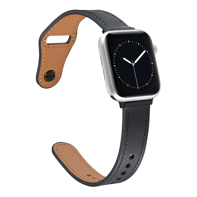 【Apple Watch バンド 41/40/38mm】ピンバックル レザー 本革細身 (ブラック) for Apple Watch SE(第2/1世代)/Series9/8/7/6/5/4/3/2/1サブ画像