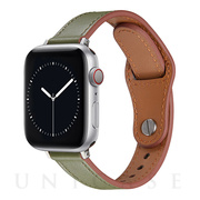 【Apple Watch バンド 49/45/44/42mm】ピンバックル レザー 本革細身 (グリーン) for Apple Watch Ultra2/1/SE(第2/1世代)/Series9/8/7/6/5/4/3/2/1