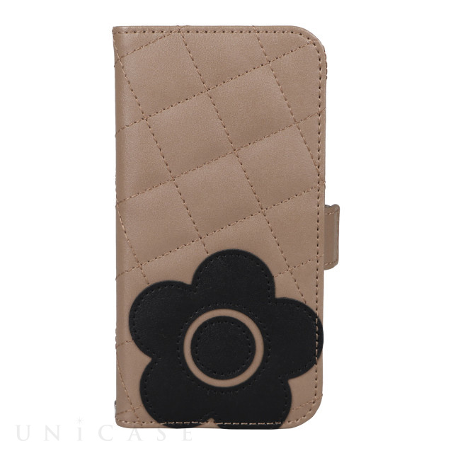 【iPhone12/12 Pro ケース】DAISY PACH PU QUILT Leather Book Type Case (TAUPE/BLACK)