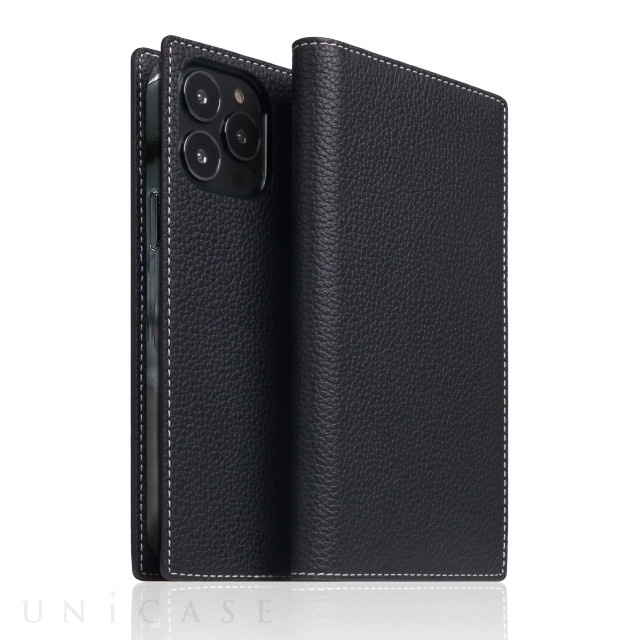【iPhone13 Pro Max ケース】Full Grain Leather Case (ブラックブルー)