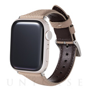 【Apple Watch バンド 49/45/44/42mm】German Shrunken-calf Genuine Leather Watchband Pin Buckle Type (グレージュ) for Apple Watch Ultra2/SE(第2/1世代)/Series9/8/7/6/5/4/3/2/1