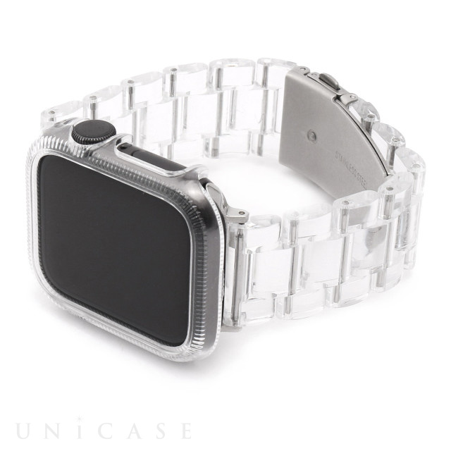 【Apple Watch バンド 44mm】保護ケース付きクリアチェーンバンド (クリア) for Apple Watch SE(第1世代)/Series6/5/4