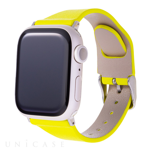 【Apple Watch バンド 41/40/38mm】”Baby Neon” サステナブルレザーバンド (ネオンイエロー) for Apple Watch SE(第2/1世代)/Series9/8/7/6/5/4/3/2/1