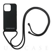 【iPhone13 Pro Max ケース】ロープネックストラップ付きシリコンケース (ブラック)