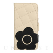 【iPhone13 ケース】DAISY PACH PU QUILT Leather Book Type Case (IVORY/BLACK)