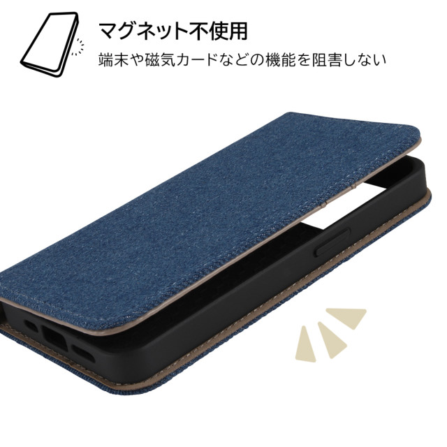 【iPhone14 Pro ケース】耐衝撃 手帳型デニムケース (インディゴブルー)サブ画像