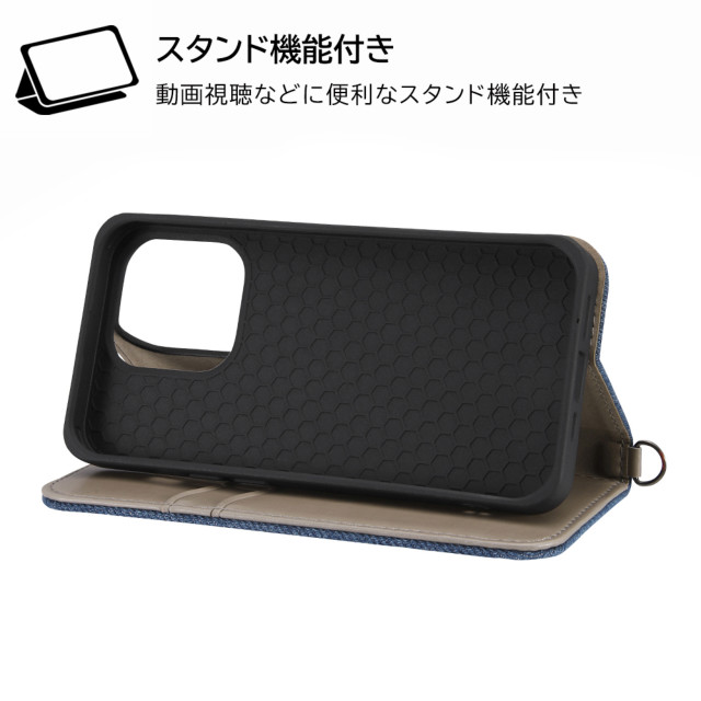 【iPhone14 Pro ケース】耐衝撃 手帳型デニムケース (ブルー)サブ画像