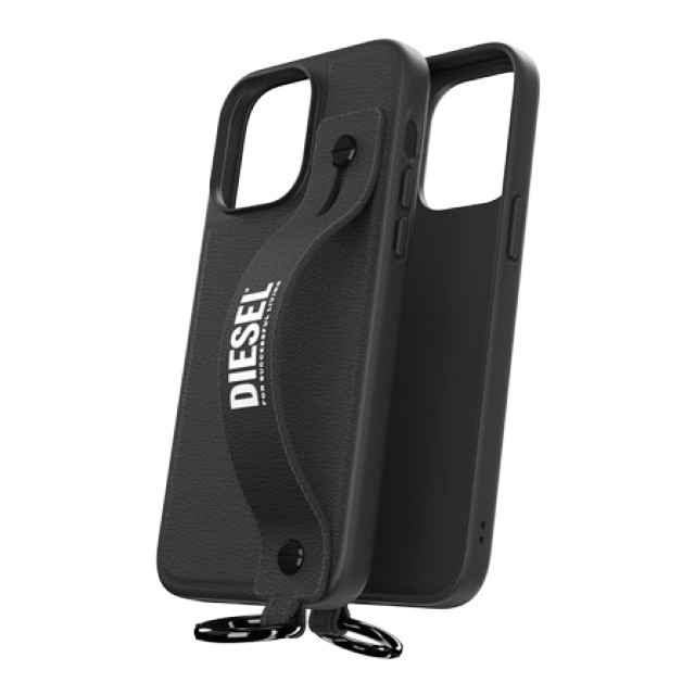 【iPhone14 Pro Max ケース】Leather Handstrap Case (Black/White)サブ画像