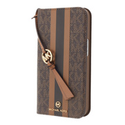 【iPhone14 ケース】Folio Case Stripe with Tassel Charm for MagSafe (Brown)