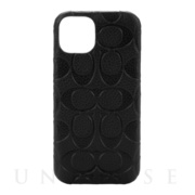 【iPhone14 ケース】Leather Slim Wrap Case (Black Emboss Signature C Pebbled Leather)