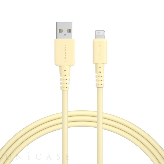 しなやかで絡まない シリコンケーブル 充電 データ転送対応 Apple MFi認証品 USB-A to Lightning (クリームイエロー/2m)