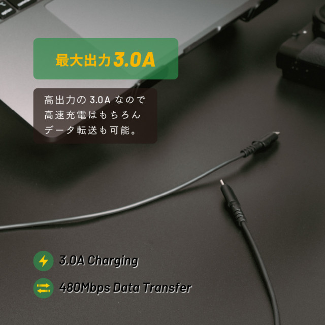 最大3A充電対応 断線に強くしなやか USB Type-C to microUSB 超タフストロング ケーブル OWL-CBCMシリーズ (ブラック/2m)サブ画像