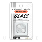 【iPhone13 mini/13 フィルム】ガラスフィルム カメラ メタリック 10H 2眼カメラモデル (シルバー)