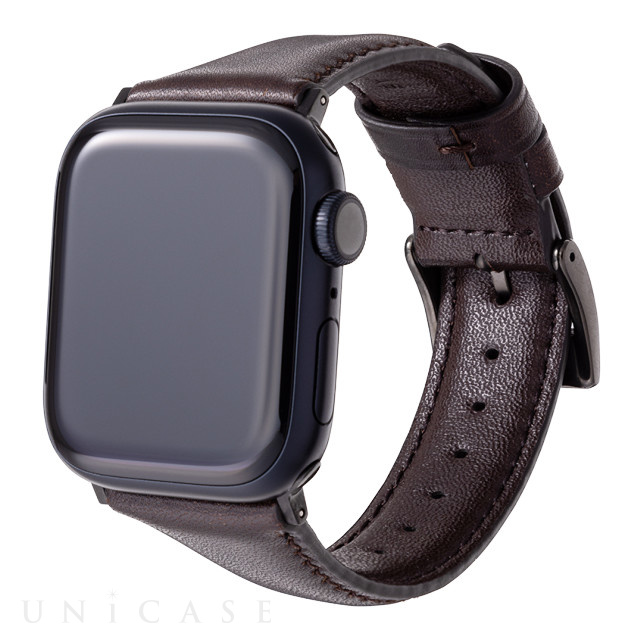【Apple Watch バンド 41/40/38mm】ミュージアムカーフレザーバンド (ダークブラウン) for Apple Watch SE(第2/1世代)/Series9/8/7/6/5/4/3/2/1