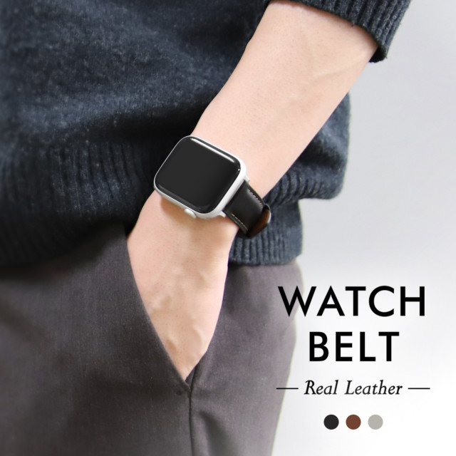 【Apple Watch バンド 41/40mm】本革レザーベルト バンド 20mm (ブラック) for Apple Watch SE(第2/1世代)/Series9/8/7サブ画像