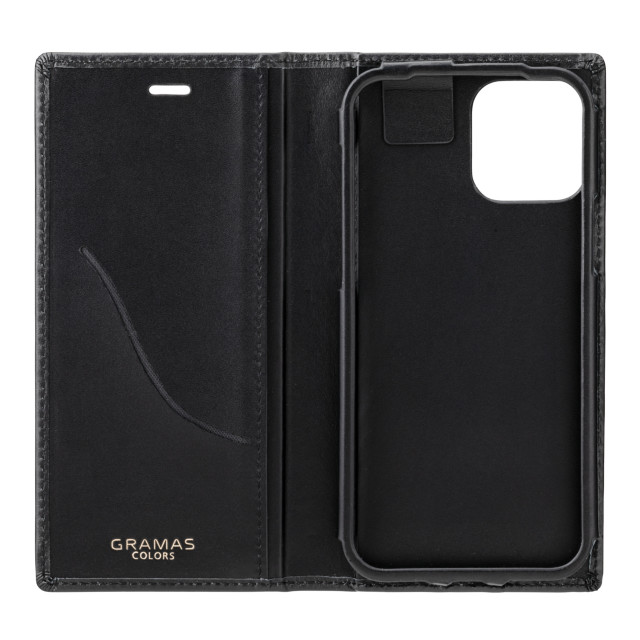 【アウトレット】【iPhone12/12 Pro ケース】Italian Genuine Leather Book Case (Black)サブ画像