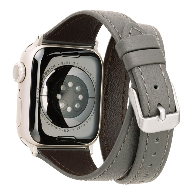 【Apple Watch バンド 41/40/38mm】”Cornet” 二重巻きレザーバンド (アッシュグレー) for Apple Watch SE(第2/1世代)/Series9/8/7/6/5/4/3/2/1サブ画像