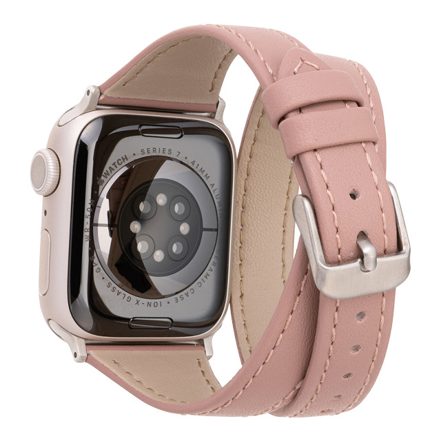 【Apple Watch バンド 41/40/38mm】”Cornet” 二重巻きレザーバンド (アーモンドピンク) for Apple Watch SE(第2/1世代)/Series9/8/7/6/5/4/3/2/1サブ画像