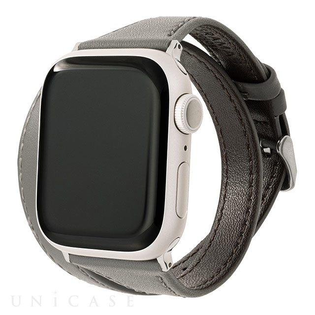 【Apple Watch バンド 41/40/38mm】”Cornet” 二重巻きレザーバンド (アッシュグレー) for Apple Watch SE(第2/1世代)/Series9/8/7/6/5/4/3/2/1