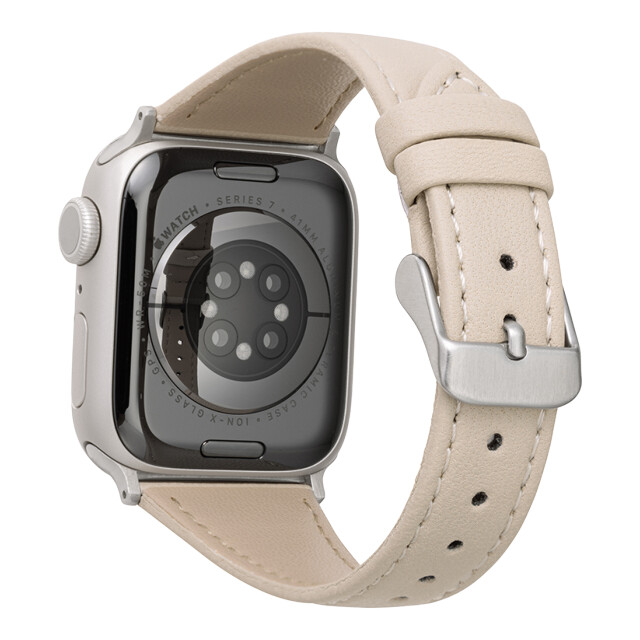 【Apple Watch バンド 41/40/38mm】”Lumiere” 強力撥水レザーバンド (アイボリー) for Apple Watch SE(第2/1世代)/Series9/8/7/6/5/4/3/2/1サブ画像