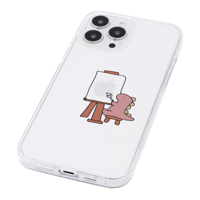 【iPhone15 Pro ケース】ソフトクリアケース (おしごとザウルス―画家 ピンク)サブ画像