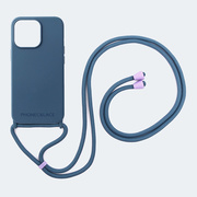 【iPhone15 Pro ケース】ストラップホール付きシリコンケース＋Rope Strap (ティールブルー)