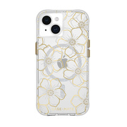 【iPhone15/14/13 ケース】MagSafe対応 抗菌 リサイクル材料 Floral Gems (Gold)
