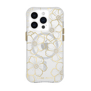 【iPhone15 Pro ケース】MagSafe対応 抗菌 リサイクル材料 Floral Gems (Gold)