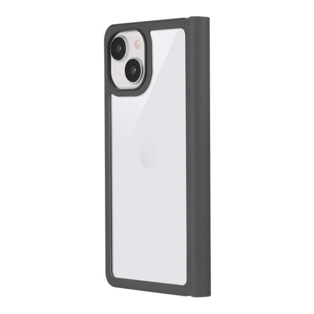 【iPhone15 Pro ケース】軽量・背面クリアフラップケース 「Amake」 (ブラック)