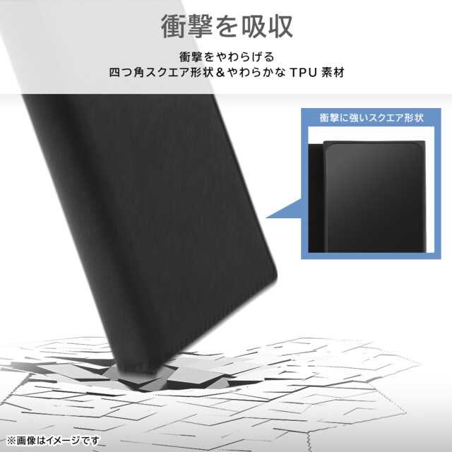 【iPhone15 Pro ケース】耐衝撃 手帳型レザーケース KAKU Durable (ブルー/ライトグレー)サブ画像