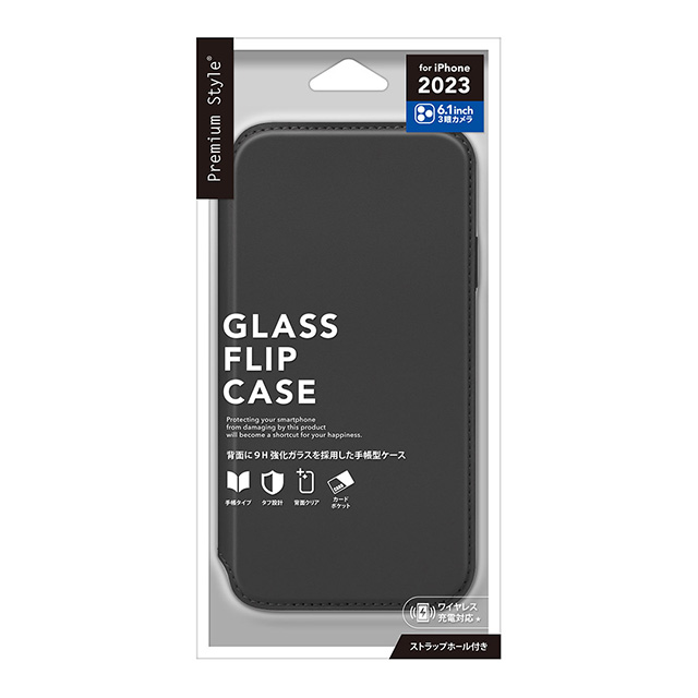 【iPhone15 Pro ケース】ガラスフリップケース (ブラック)goods_nameサブ画像
