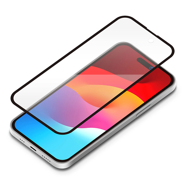 【iPhone15 Pro フィルム】ガイドフレーム付 液晶全面保護ガラス 角割れ防止PETフレーム (ブルーライト低減/光沢)サブ画像