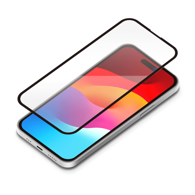 【iPhone15 Plus フィルム】ガイドフレーム付 液晶全面保護ガラス 角割れ防止PETフレーム (スーパークリア)サブ画像