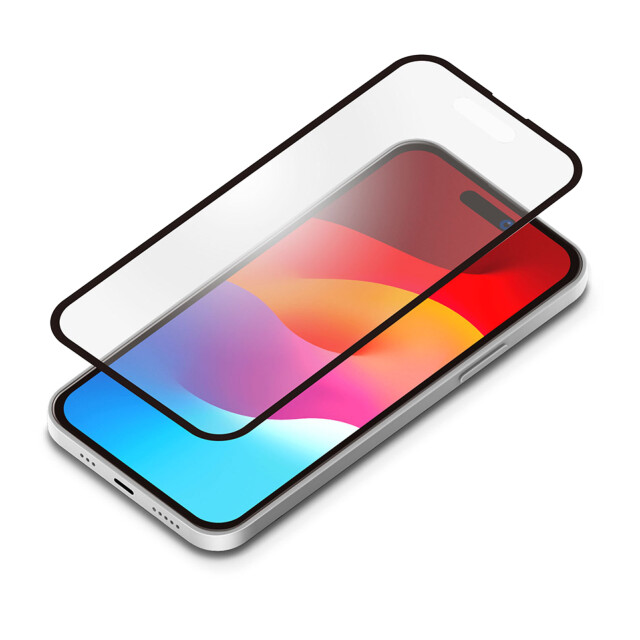 【iPhone15 Plus フィルム】ガイドフレーム付 液晶全面保護ガラス 角割れ防止PETフレーム (アンチグレア)サブ画像