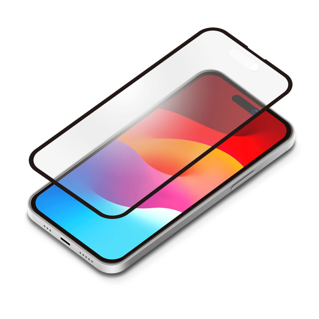 【iPhone15 Plus フィルム】ガイドフレーム付 液晶全面保護ガラス 角割れ防止PETフレーム (ブルーライト低減/アンチグレア)サブ画像