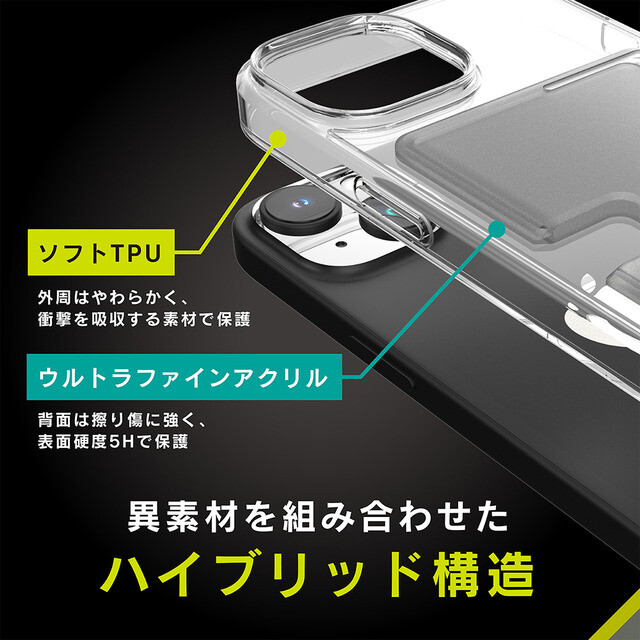 【iPhone15 ケース】[Turtle Pocket] 背面カードポケット付きハイブリッドケース クリアポケットサブ画像