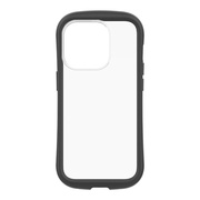 【iPhone15 Pro Max ケース】[GLASSICA Round] 耐衝撃 背面ガラスケース (ブラック)