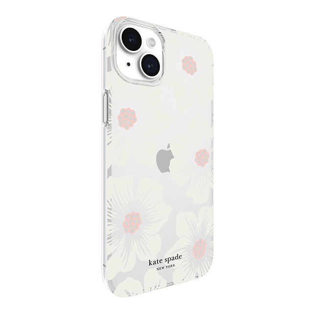 【iPhone15 Plus ケース】Protective Hardshell Case for MagSafe (Hollyhock Cream/Blush/Translucent White/Glitter Flower Centers/Black Logo)サブ画像