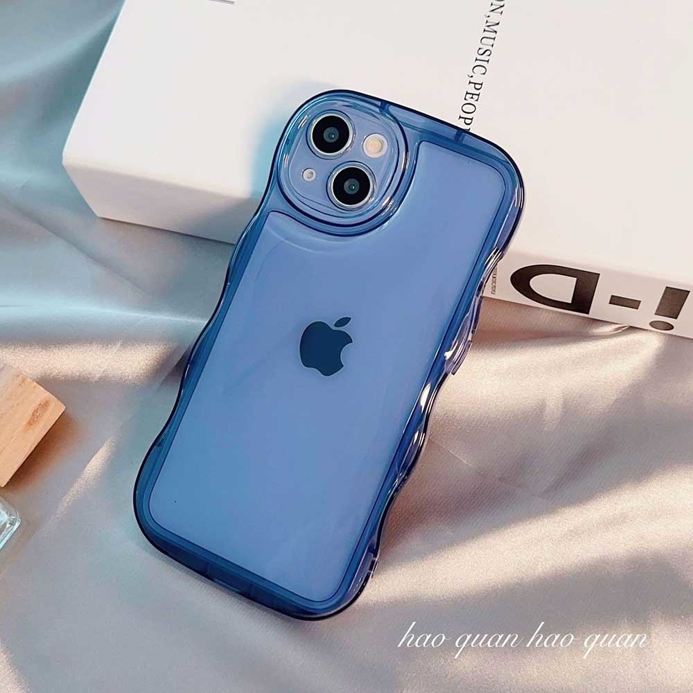 【iPhone14 ケース】Wavy Clear Case (blue)