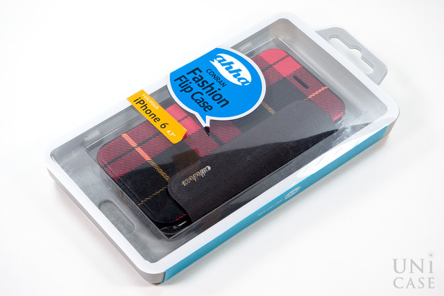 赤×黒のチェックデザインのスリムなiPhone 6用ブック型ケース：Fashion Flip Case（ファッション フリップ ケース）