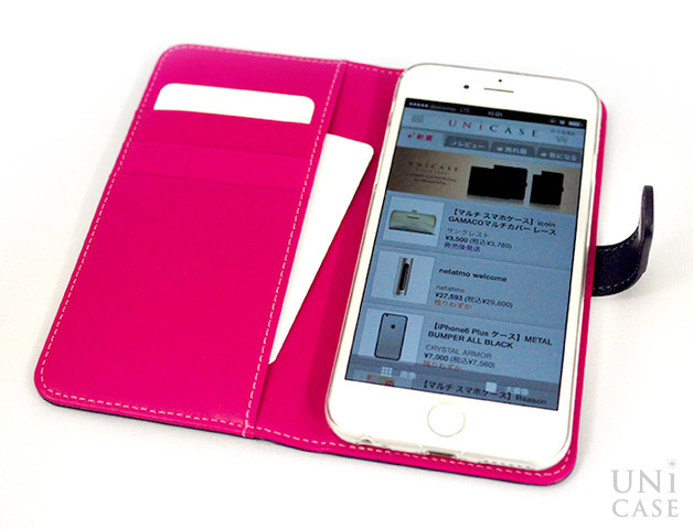 【iPhone6s/6 ケース】COWSKIN Diary Navy×Pink for iPhone6s/6の装着