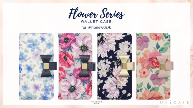 母の日のプレゼントにもぴったり“Flower Series wallet case for iPhone8/7/6s/6”UNiCASE BLUE LABELから発売★