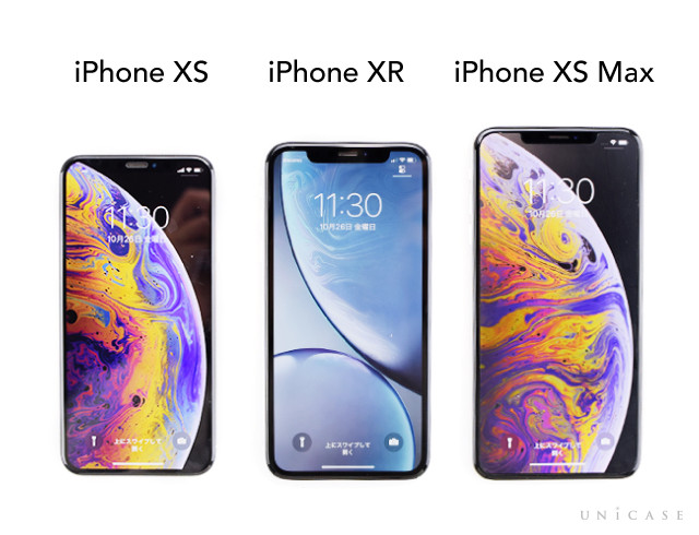 iPhone XRとiPhone XS,iPhone XS Max　本体ディスプレイ