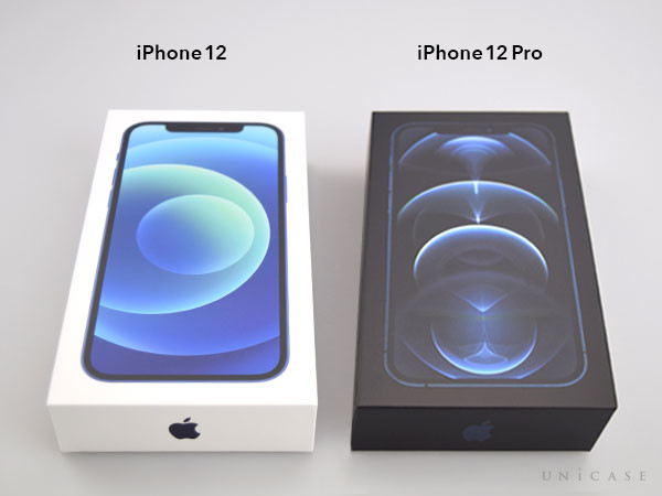 iPhone12(左)と12Pro(右) パッケージ