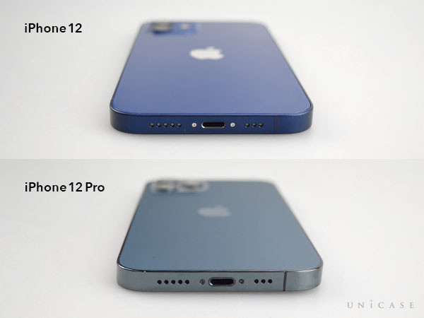 iPhone12(左)と12Pro(右) コネクタ部分