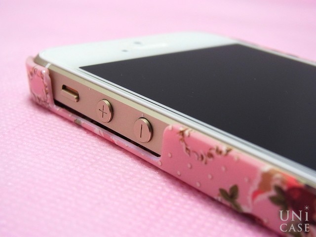 【iPhone5s/5 ケース】コラボケース(シュガーブーケピンク)のサウンドボタン