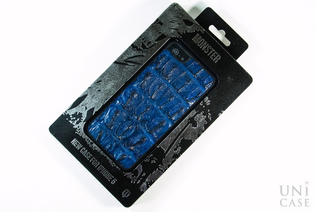 【iPhone5s/5 ケース】動物皮モンスターケース Monster-Crocodile ブルーのパッケージ